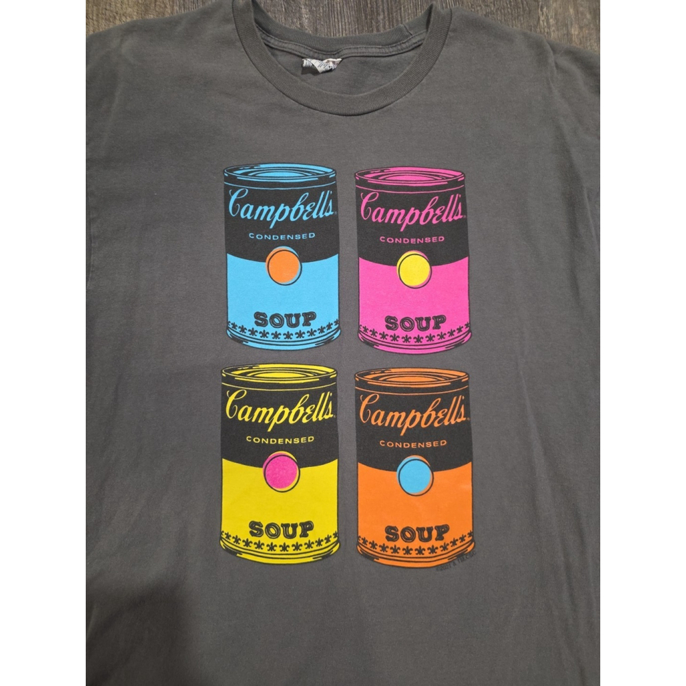 Andy Warhol Campbell’s Soup Pop Art Graphic Tee T-Shirt Men's XL Grey